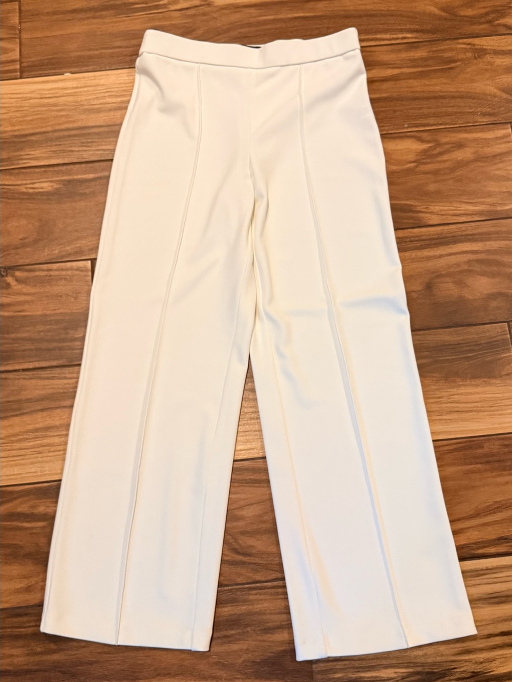 Jules & Leopold Cream Wide-Leg Ponte Pants
